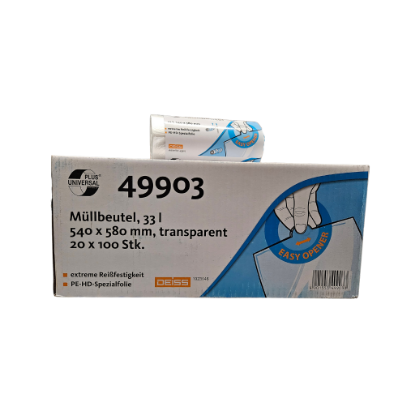 Bild von 33 l Müllbeutel – transparent – UNIVERSAL PLUS® – HDPE – 100 Stk./Rolle