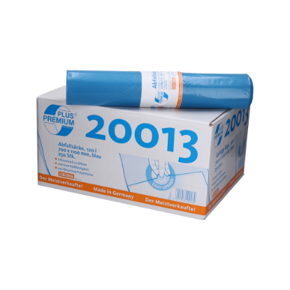 Bild von 120 l Müllsäcke - blau - PREMIUM PLUS® – Klimaneutralisiert & extra reißfest